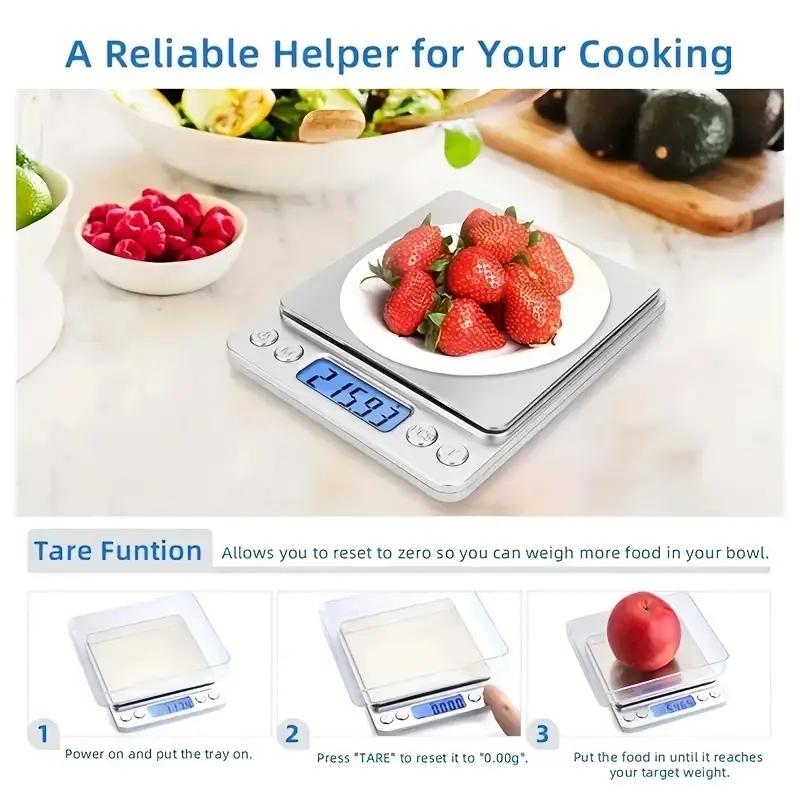 Kitchen Scale Stainless Steel Food Scale with LCD Display for Precise Weighing of Cooking Ingredients Diet