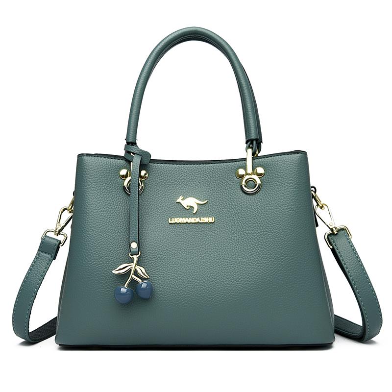 Женские 3-слойные сумки из мягкой кожи, роскошные дизайнерские сумки через плечо, женская сумка-шопер большой вместимости, брендовая сумка-мессенджер 27cm 12cm 19cm зелёный