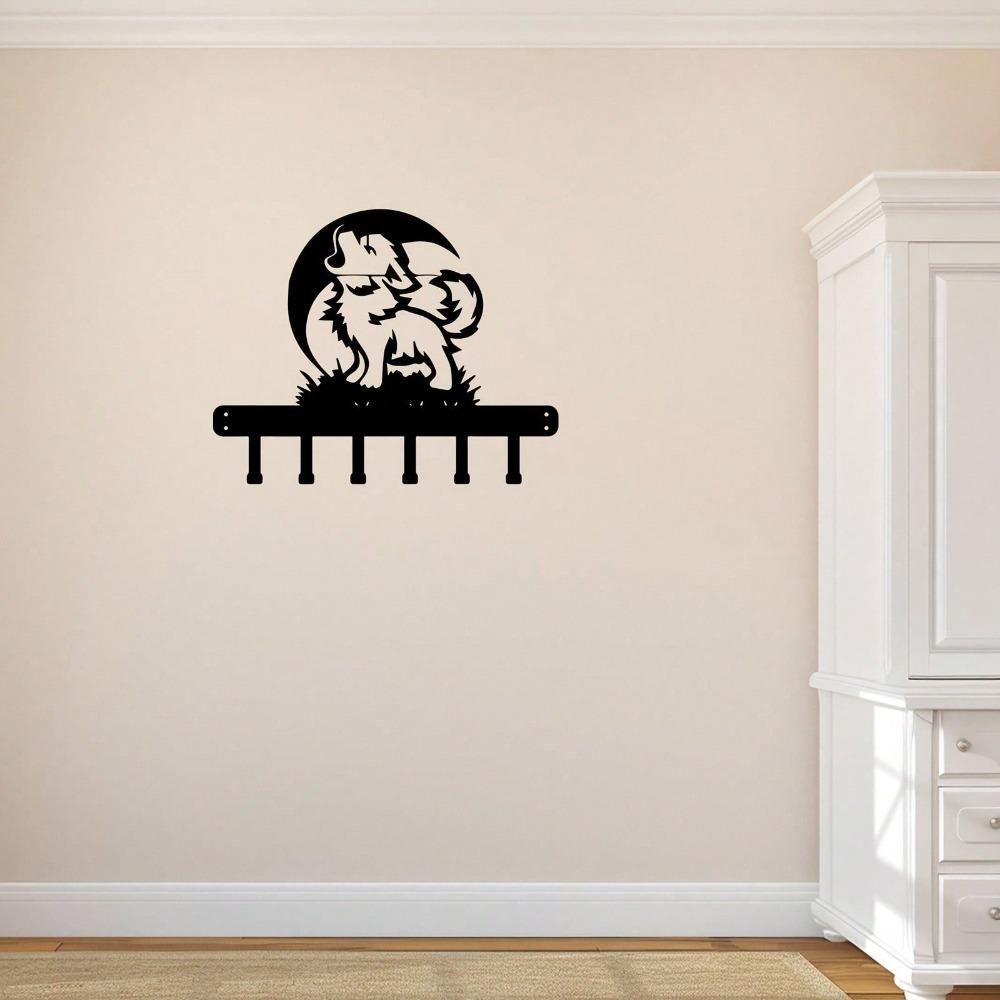 Artistic Dog Metal Key Holder, Wall Mounted Entryway Storage Rack for Keys Coat Hat Modern Style