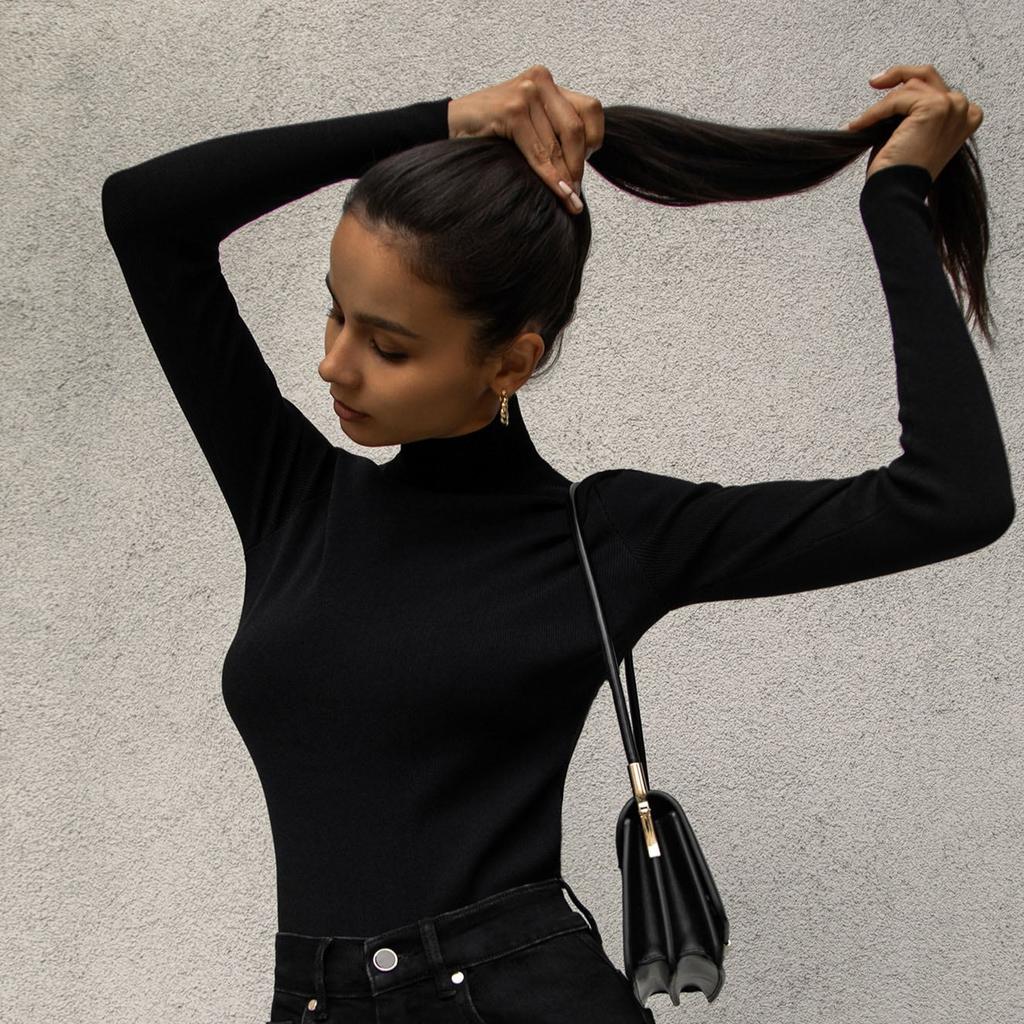 GMXIA Damen Halbhoher Kragen Unterhemd Herbst und Winter Neu Temperamentvoll und Elegant Schlank Warm Langärmliges Innen-Jumper