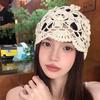 Bohemian Style Hollowed Out Beanie Cap Handmade Woven Cap Retro Crochet Flower Knitted Hat  Outdoor