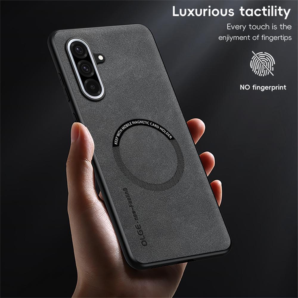 WANLONFENG YBP Series For Samsung Galaxy A36 5G Magnetic Case with Tempered Glass Film PU+TPU Phone Cover Large Cutout