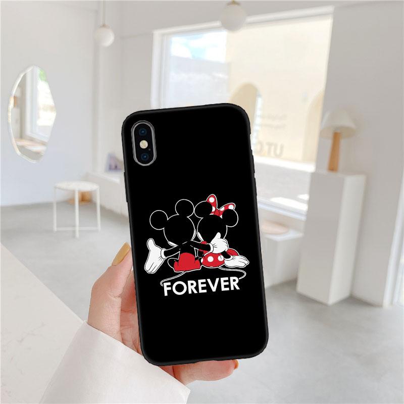 CJ77 Mickey Minnie Mouse Soft Shell Phone Case for iPhone 16 15 14 13 12 Pro Max Plus Mini