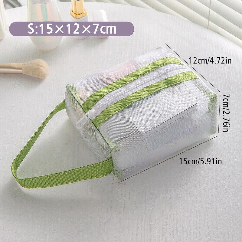 Portable Mesh Transparent Cosmetic Bags -  Makeup Organizer for Travel Toiletries & Lipsticks