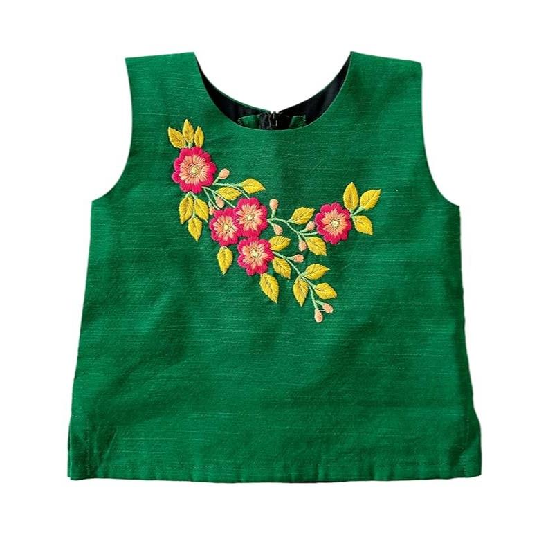 Комплект одежды для девочек Лехенга-чоли, Girls Lehenga Choli Ruffle Pattern (Mango Yellow & Green),  Stanwells Kids