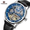 FORSINING Men's Luxury Automatic Mechanical Watch Leather Strap Automatic Tourbillon Hollow Mechanical Watch