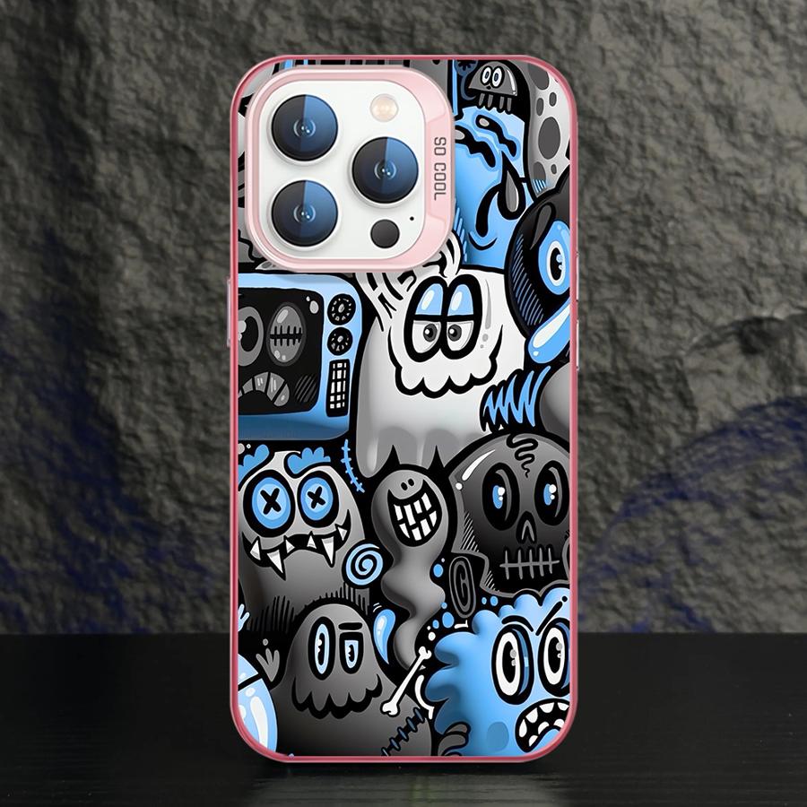 Phone Case for iPhone 15 16 Pro Max 11 13 Pro 14 Plus 12 11Pro 15Pro Max 16e Shell Cover Fundas Super Cool Black Graffiti