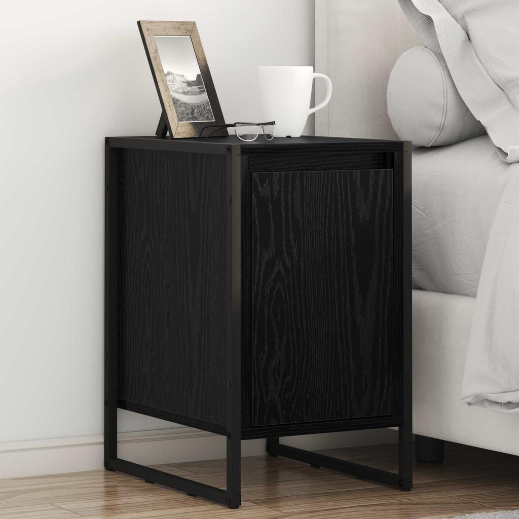 Nightstand Set of 2 Black Oak Effect 39.5 x 30 x 50 cm