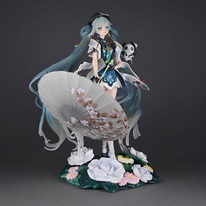 Cute Anime Figure Snow Princess Long Hair Wishing Panda Hatsune Miku 2D Model Desktop Toy Decoration Ornament Collection Gifts