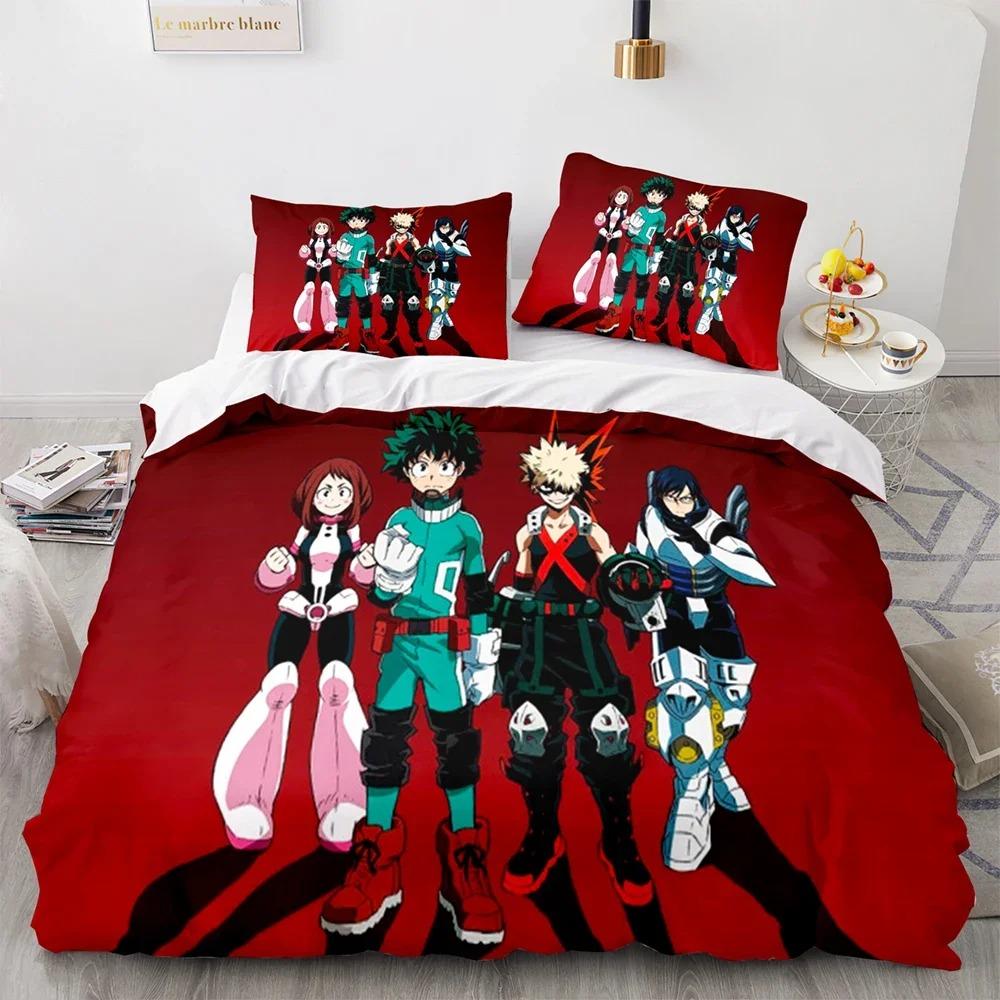 3D Printed My Hero Bedding Set Anime Quilt Cover With Pillowcase Single Queen King Size For Kids Adults Boys
