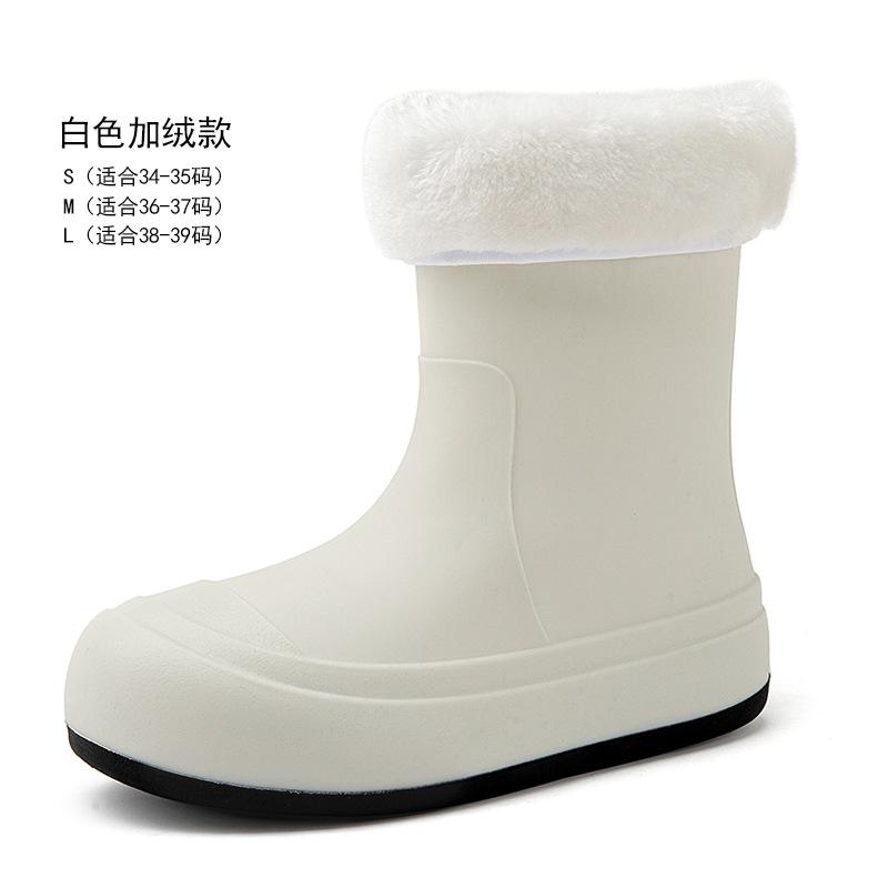 Fashion Women's Rain Shoes Wear Waterproof and Non-slip Cotton Warm Rain Boots Thick-soled Wear-resistant Rubber Shoes