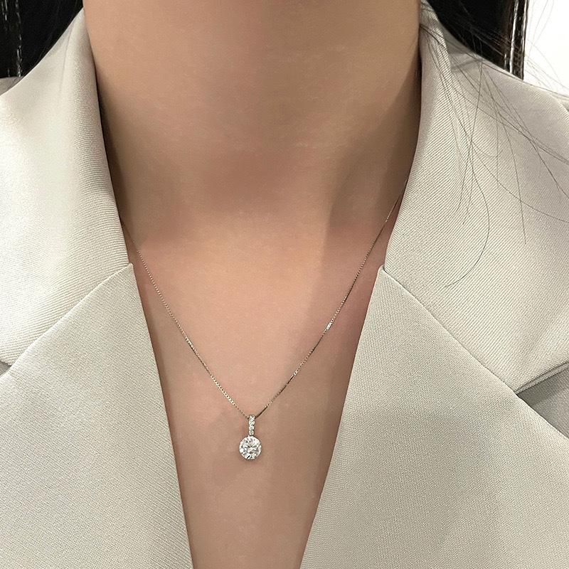 Fashion Silver Color Round Zircon Necklace Minimalist Style Charm Choker Pendant Party Gift For Women's Fine Jewelry Gifts