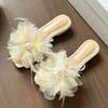 Fashion going out flat-bottomed fairy thick-heeled cool slippers 2025 super fairy niche design feeling flower word cool slippers woman