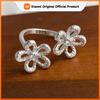 BF CLUB 925 Sterling Rings for Women Simple Geometric Handmade Irregular Retro Big Flower Ring Allergy For Birthday Gift