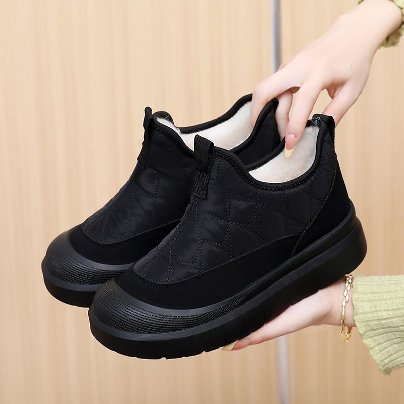 Down Cloth Non-slip Thick Bottom Snow Boots Women's Winter New Fleece-lined Casual Soft Bottom Comfortable Cotton Shoes
