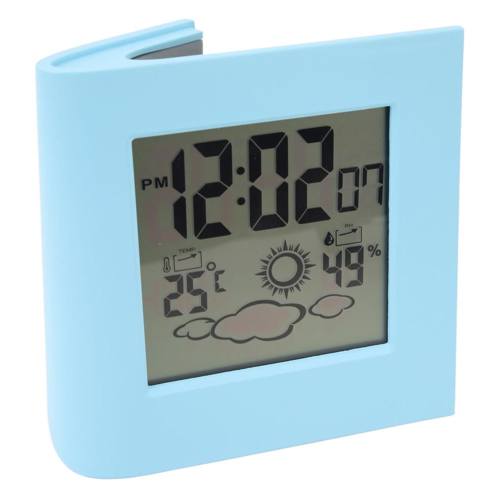 Solar Battery Dual Energy Alarm Clock Weather Forecast Temperature Humidity Alarm Clock Blue