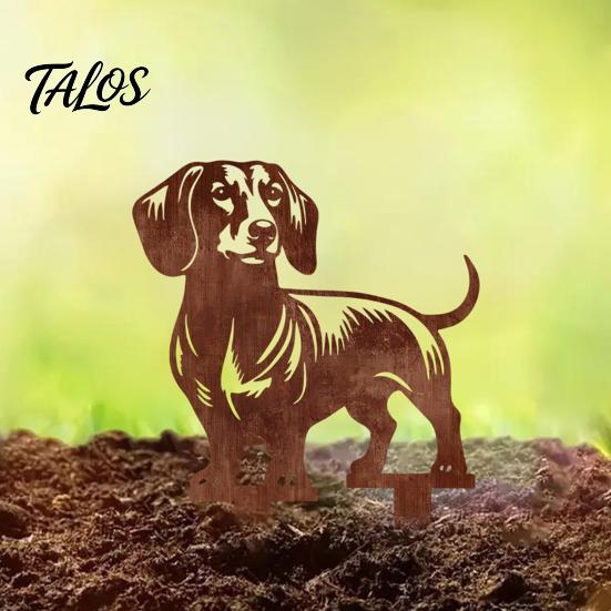 Kreatives Gartengeschenk Metall Dackel Gartenstecker, Rostige Tier Silhouette Dekorative Hof Niedlicher Hund Blumenbeet Dekor Kunst für Draußen Rasen, Weg,