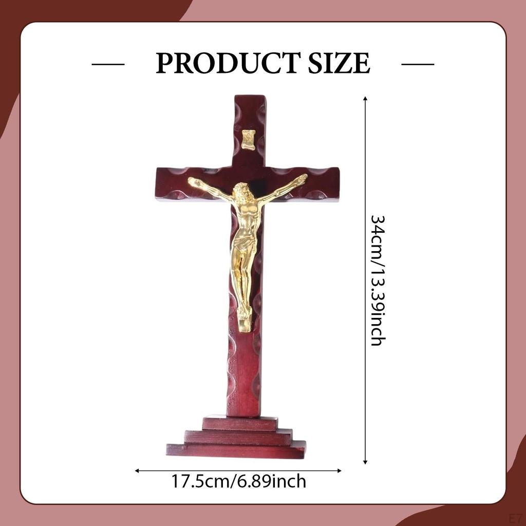 Wall Crucifix Cross Wood Jesus Sculpture Christian Figurine Pendant Religious Statue Home Decor