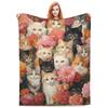 Cute Cat Flannel Digital Print Blanket Sofa Blanket Office Nap Blanket