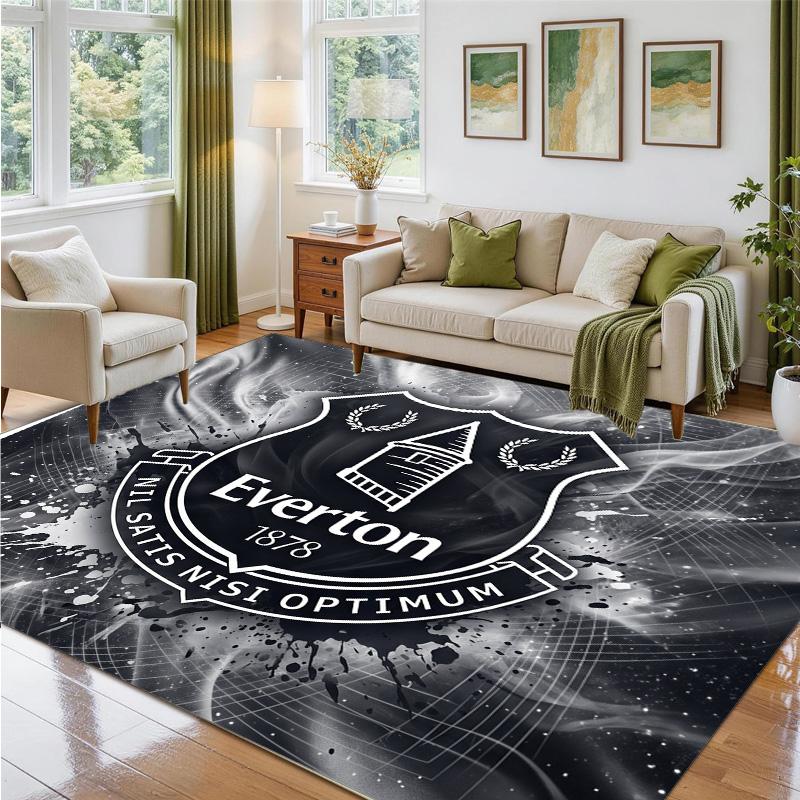 Everton Football Design Crystal Velvet Rug Soft Decorative Mat for Bedroom Entrance
