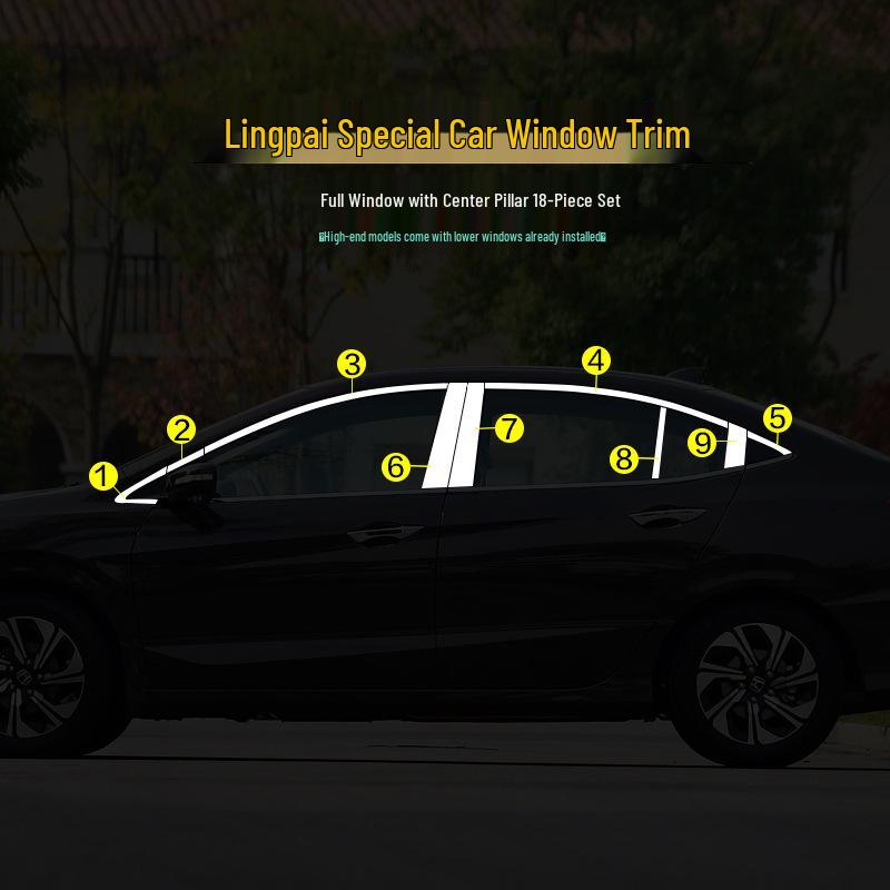 Lingpai Car Stainless Steel Window Trim for 13-19 Models - Door Side Car Accessories