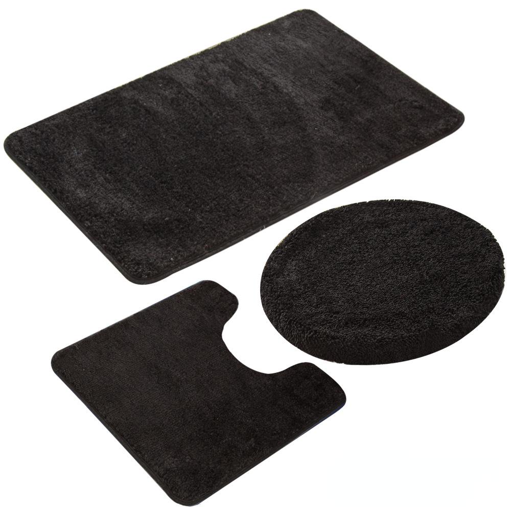 Set 3 pezzi Tappetino da bagno a tinta unita Set Tappeti da bagno con peli soffici Moderno Kit tappetini copriwater rettangolari 50*80 50*40 45*50cm