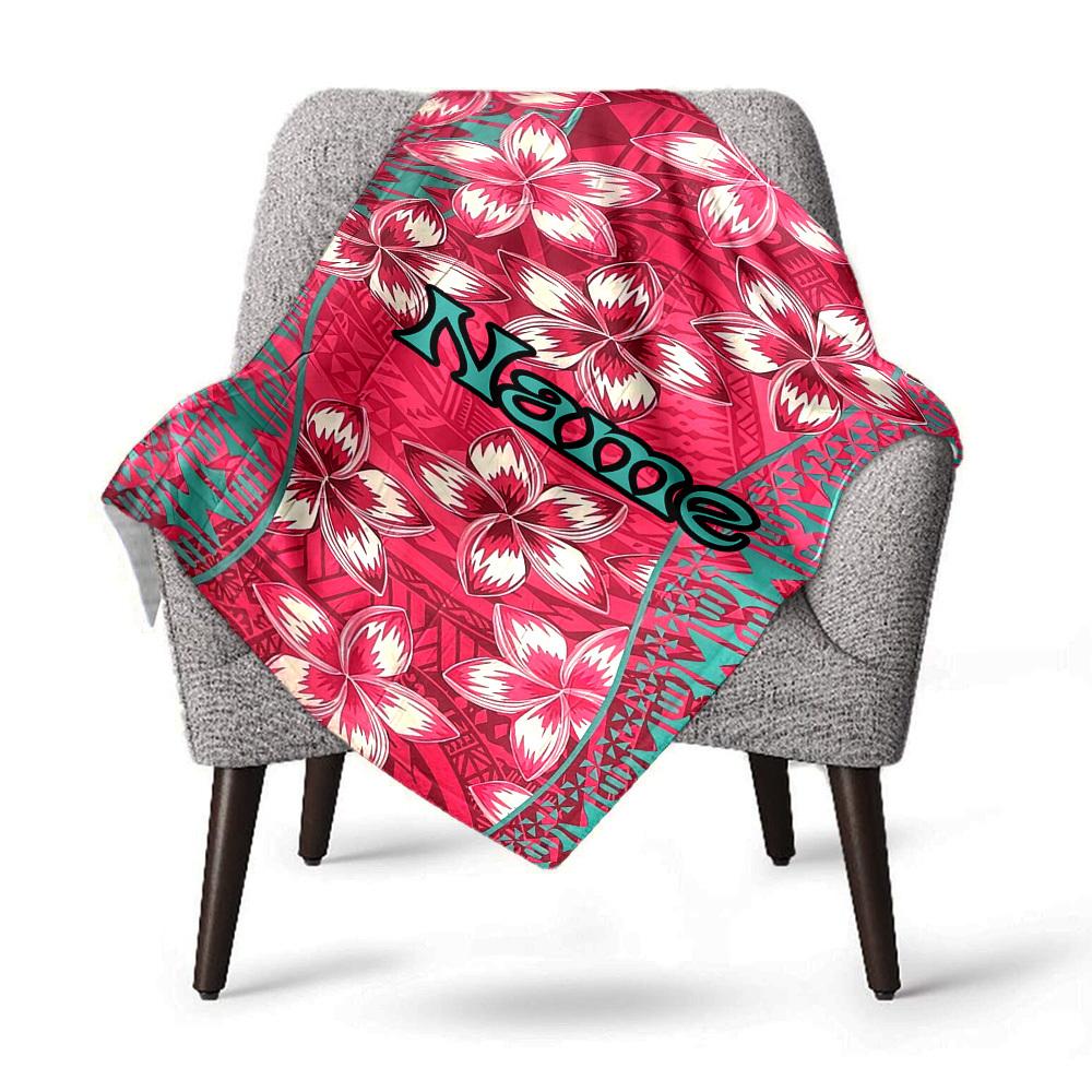 Custom Name Hawaiian Plumeria Pattern Home Decorative Blanket Comfortable Soft Lightweight Allseason Multipurpose Throw For Picnics Couches Offices