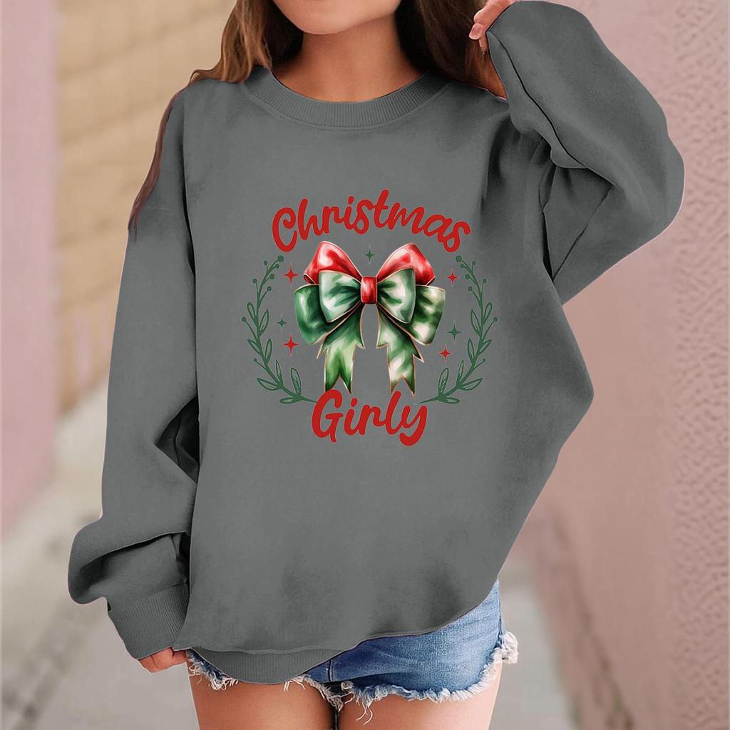 Children's Fashionable Casual Long-sleeved Loose Christmas Print Pullover Sweatshirt