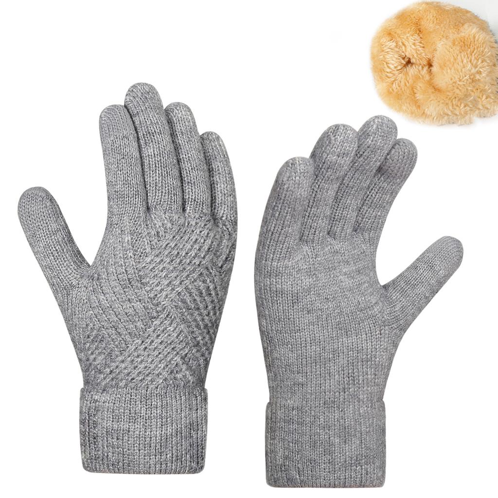 Ladies' Warm Knitted Gloves, Cycling Cold Resistant Double Layer Gloves