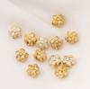10/20pcs 14K 18K Gold Plated Brass Spacer Flat Flower Beads For Bracelet Jewelry Making DIY Accessories Bead Separators Findings