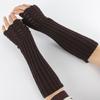 Half Finger Gloves for Typing Winter Knit Gloves with Thumb Holes Unisex Half Finger Mittens Stretchy Warm Long Gloves