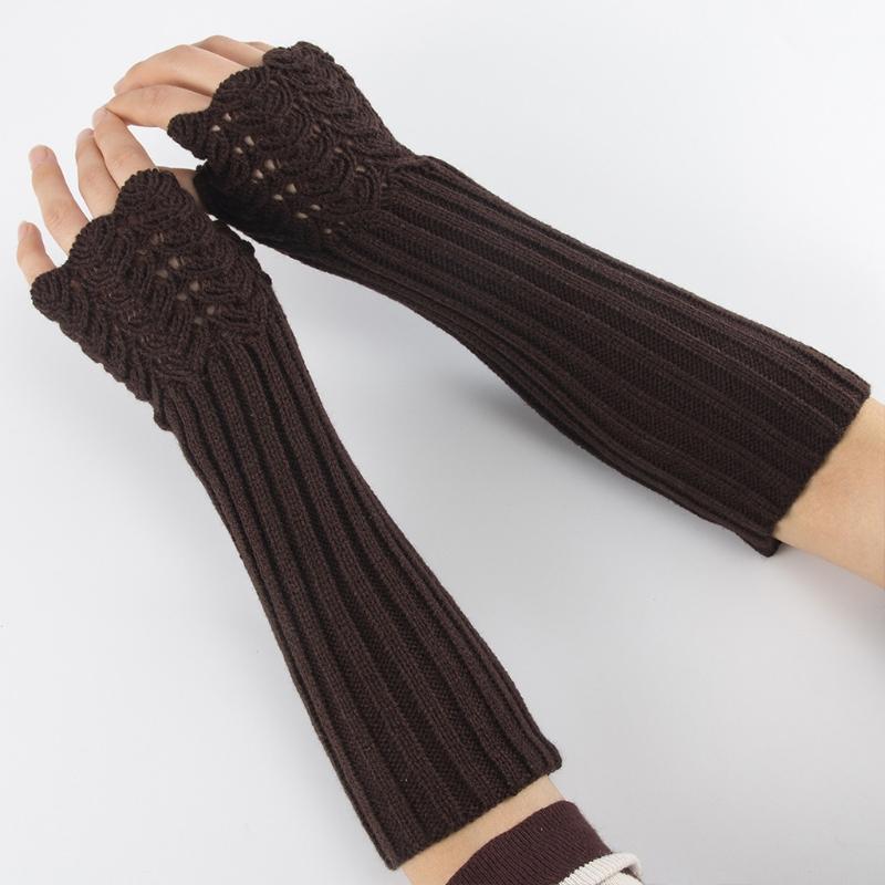Half Finger Gloves for Typing Winter Knit Gloves with Thumb Holes Unisex Half Finger Mittens Stretchy Warm Long Gloves