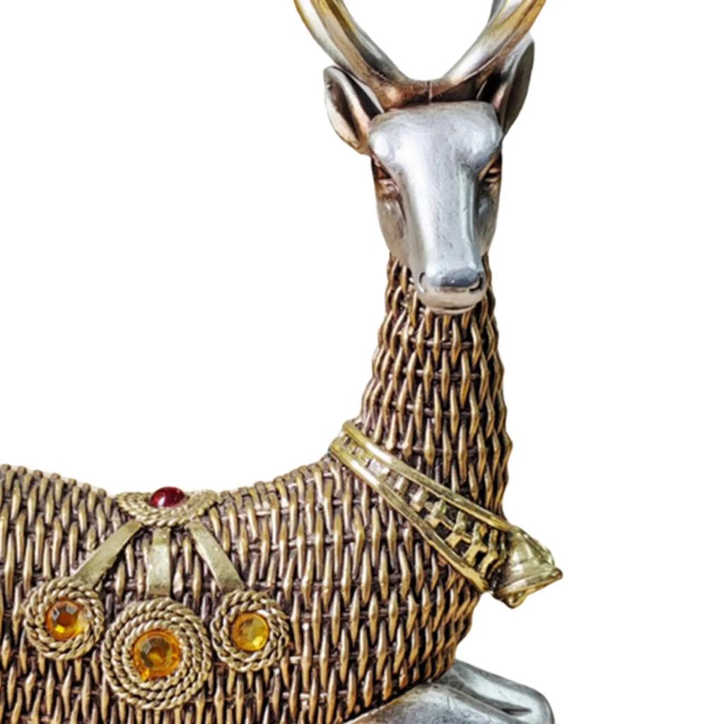 Reindeer Figurines Resin Deer Statues Nordic Miniature Deer Sculptures, Ornaments for Bedroom, Office Tabletop Cabinet Decor