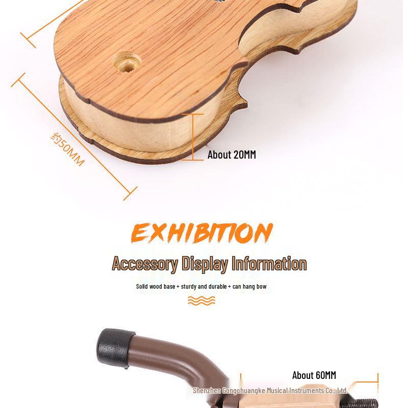 Violin Wall Mount with Solid Wood Base - Sturdy Violin Hanger and Stand