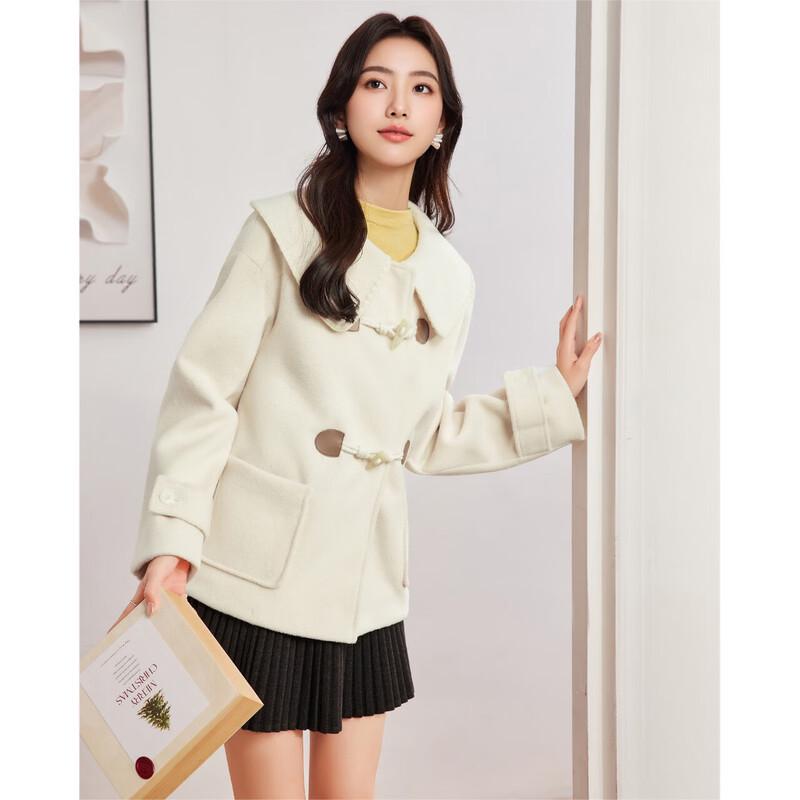 IEF Women's Korean Style Lapel Wool Blend Coat