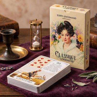 9*6cm Classique Lenormand Deck - 37 Vintage Style Divination Cards - Classic Portuguese Edition Double-embossed Cardstock