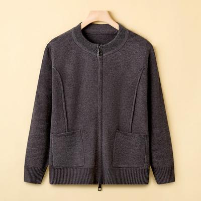 Mid-mother Autumn Clothes Knitted Clothes New Middle-aged and Elderly Women's Clothing Noble Thickened Sweater Jacket