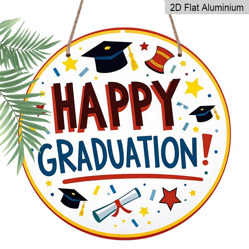

2D Flat, 1pc 7.87Inch Round Sign, Happy Graduation Vintage Decorative Plaque, Graduation Season Celebration Decoration Sign, Suitable for 1pc