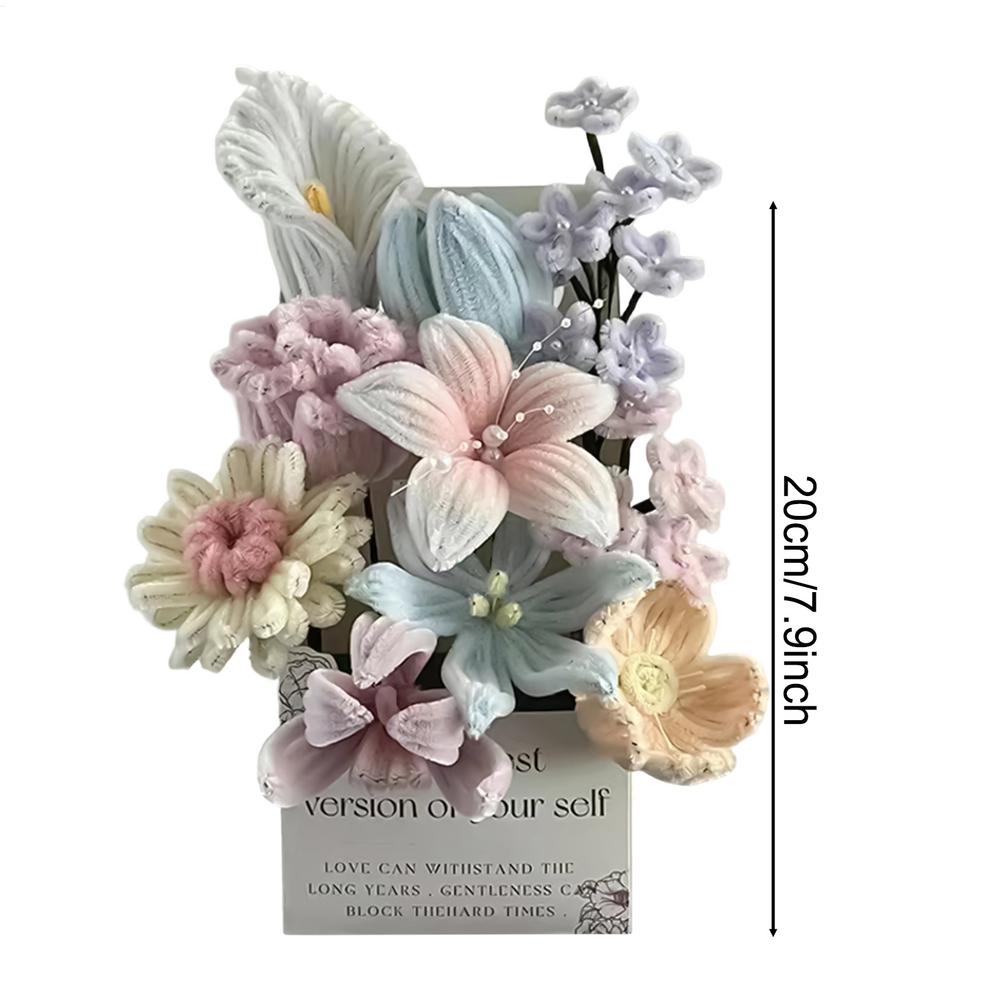 DIY Pfeifenreiniger Blumen Bastelset Kein Kleber Erforderlich Chenille-Stiele Blumenstrauß Bastelset für Zuhause Wohnzimmer Dekoration Muttertag Geschenk