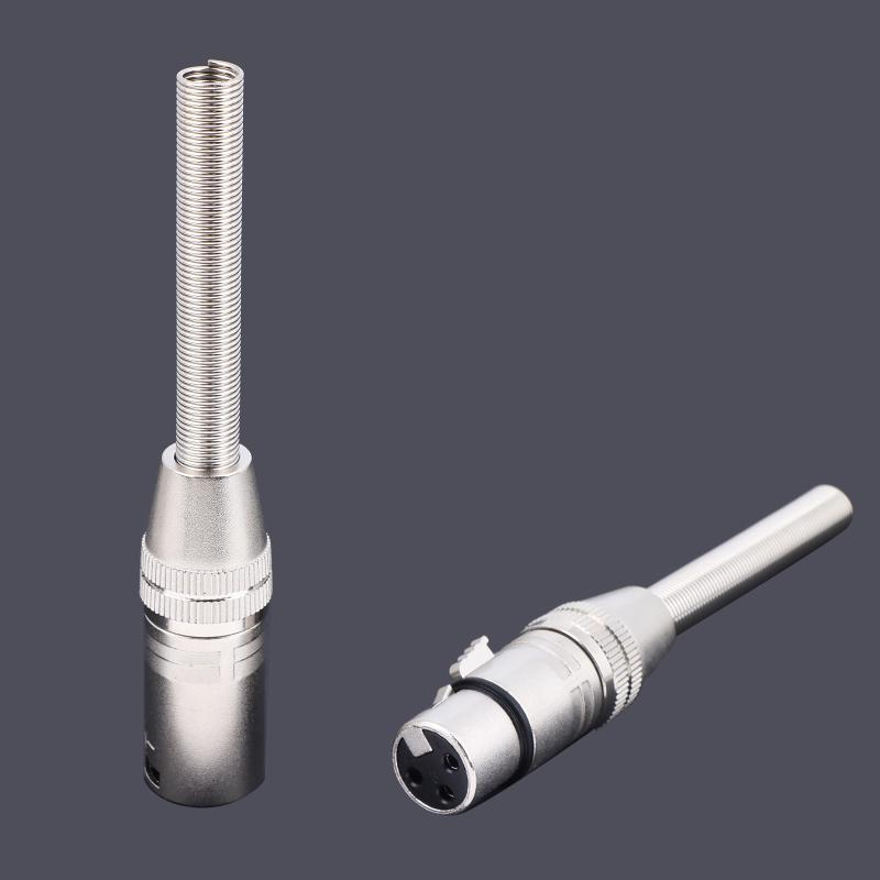 1 2Pcs 3 Pin XLR Male Female Audio Connector With Long Spring For Microphone Plug Signal Stability For Home Studio Podcast Setup