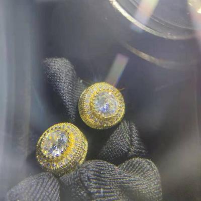 Hip Hop Vintage Edlen Schmuck 925 Sterling Silber & Gold Füllung Runde Cut Weiß Topas CZ Diamant Frauen Hochzeit Stud ohrring Geschenk