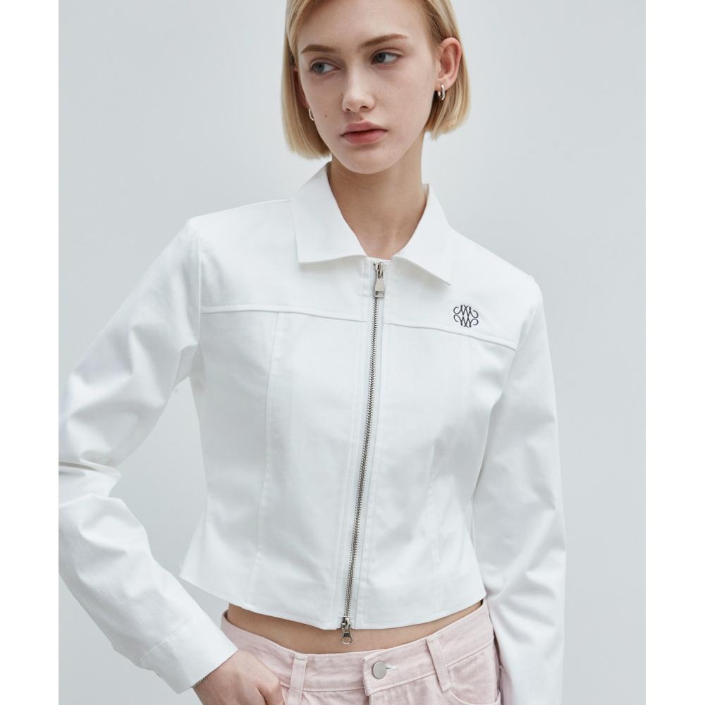 

NICKNICOLE NICOLE TWO WAY COLLAR ZIP UP JACKETIVORY