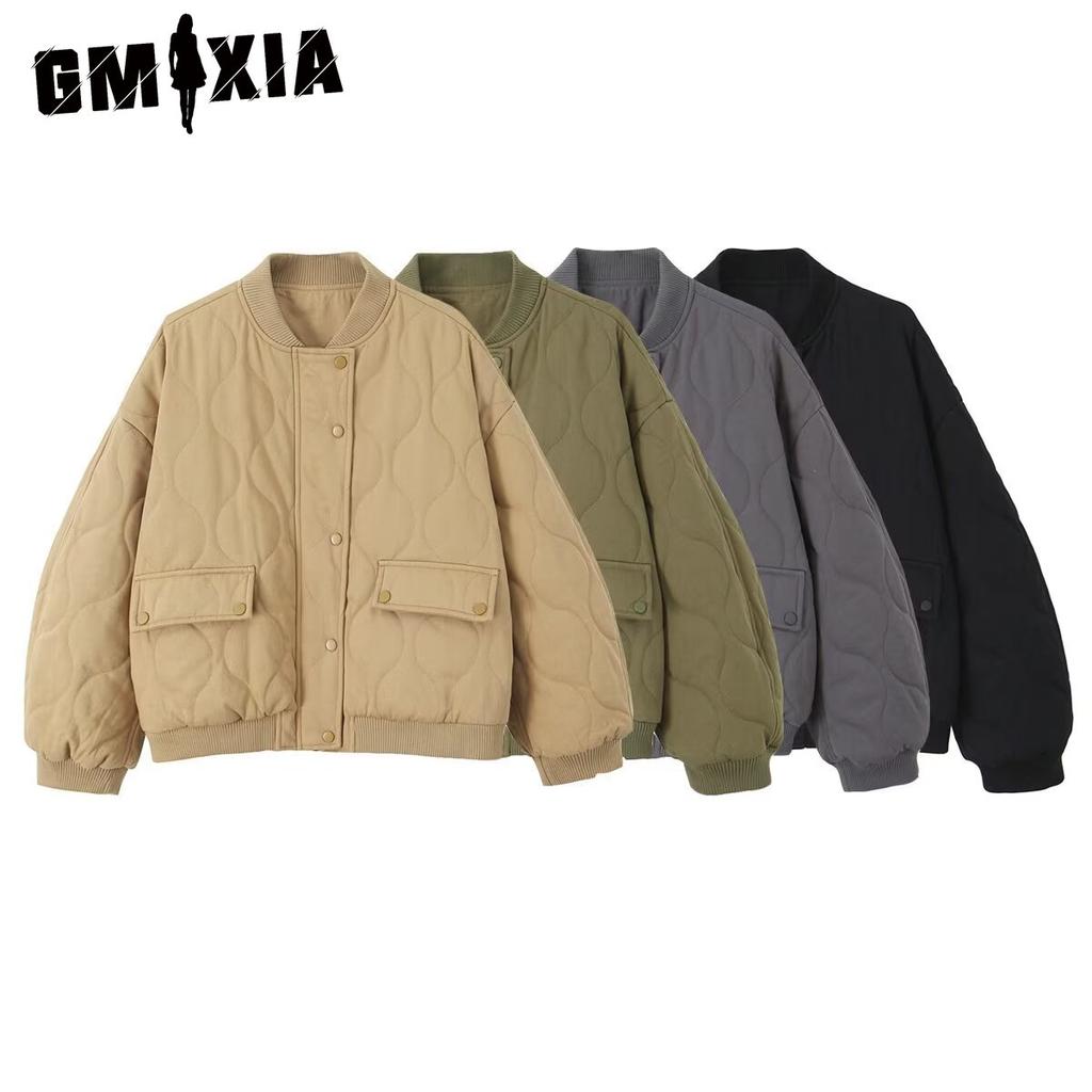 GMXIA Dámské Vintage ležérní jednobarevný potisk Podzim Zima Dlouhý rukáv POLO bundy a kabáty