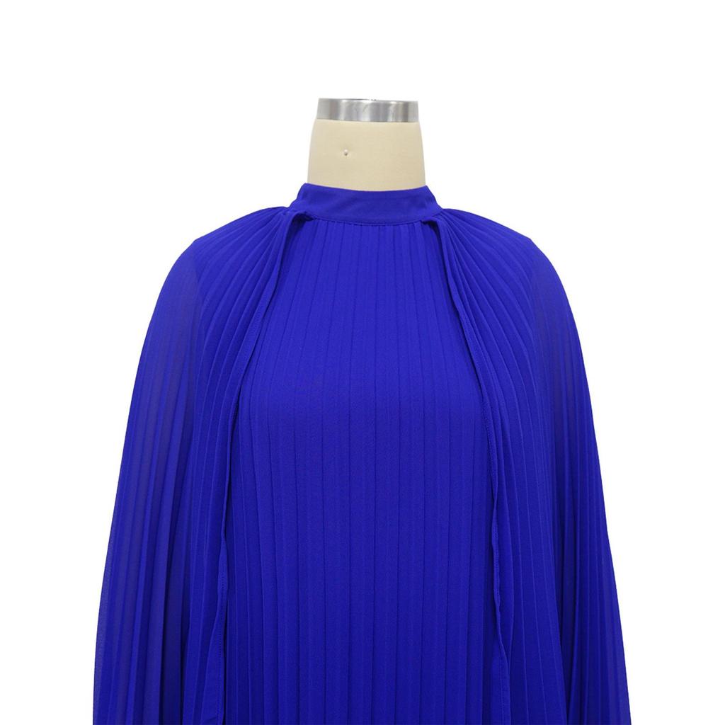 Women's Solid Color Chiffon Pleated Long Dress