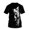 Weißes Wolf-Muster T-Shirts Sommer schwarze T-Shirts Männer Streetwear 3D-Druck T-Shirt Mode O-Ausschnitt Kurzarm Tops