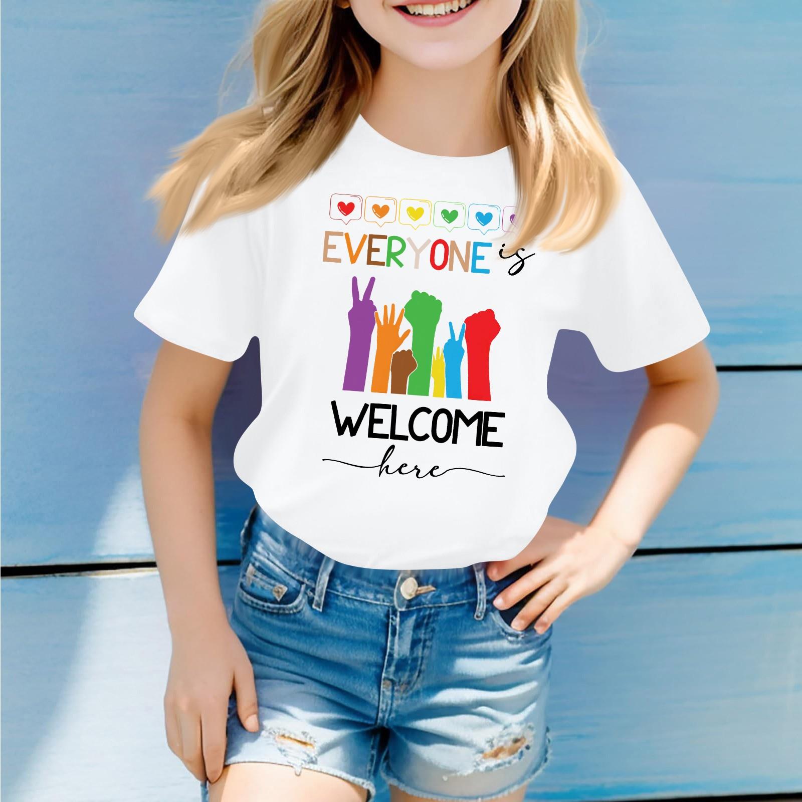 

Дитяча футболка з круглим вирізом, повсякденна, з принтом, з коротким рукавом 160 білий