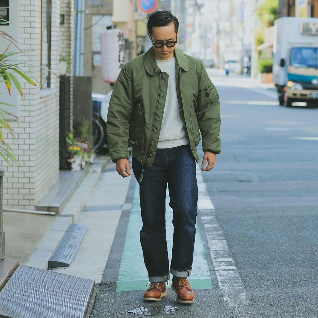 Normanlong Men's Trendy Cotton Pilot Jacket, Air Force Military Style with Turn-Down Collar, CWU-45P Baseball Jacket