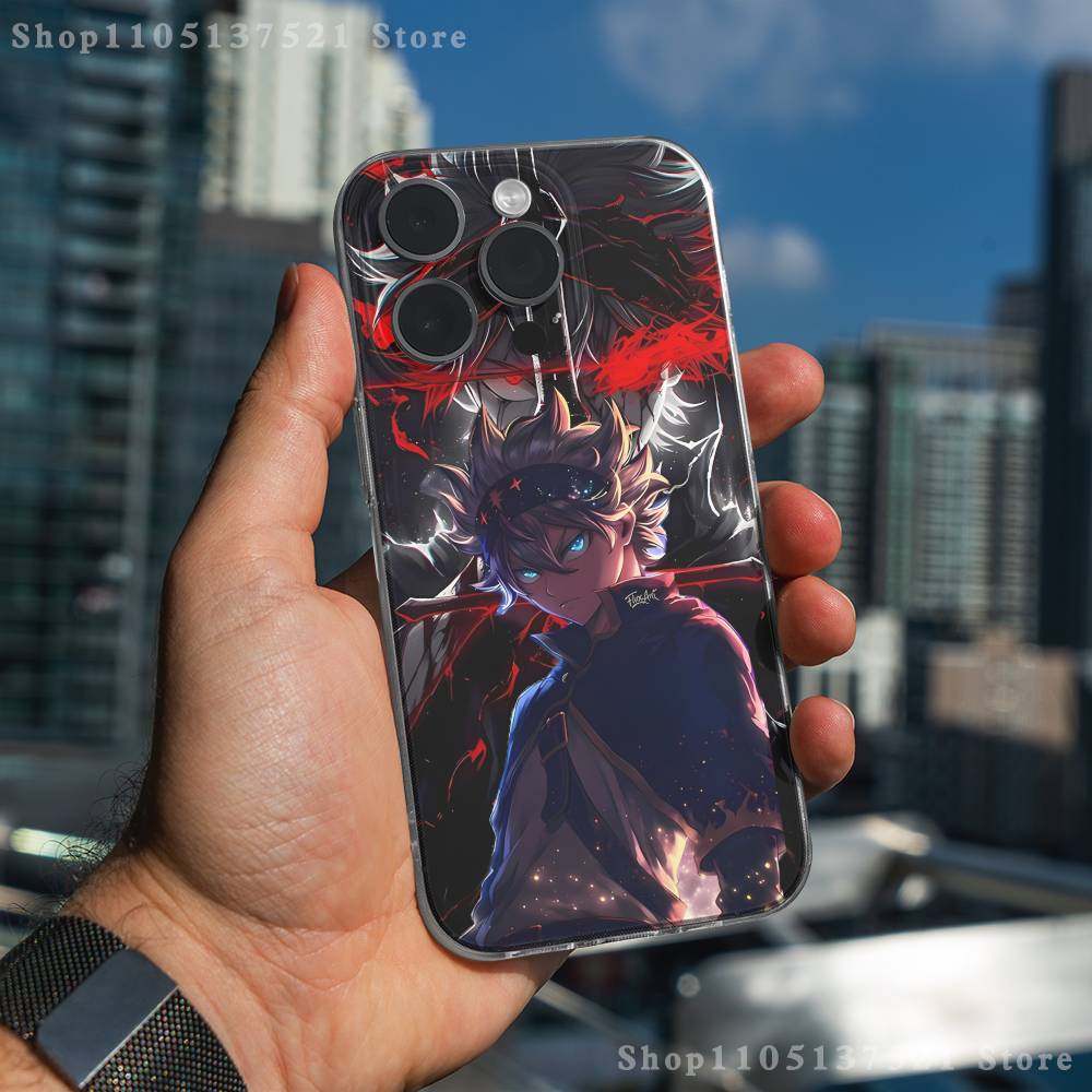 Black C-Clover A-Asta Phone Case For iPhone 17,16,15,14,13,12,11 Pro,Max,Plus,X,XS,XR,SE4,E Mini Transparent Soft Cover
