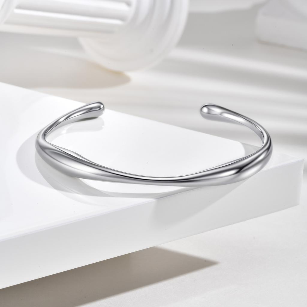Bracelet jonc minimaliste à ouverture pour femme, Manchette en acier inoxydable pour poignet, Bracelets empilables, Bijoux lisses très polis