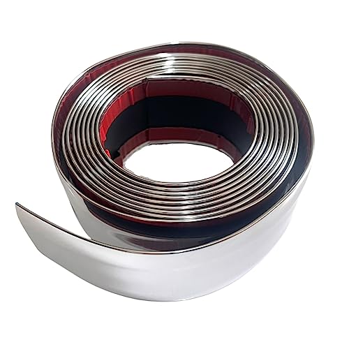 TIGRE BLANC Chrome Molding Silver Tape Body Bumper Universal Protector Protection Dress Up PVC Metallic Width 50mm Length 3m